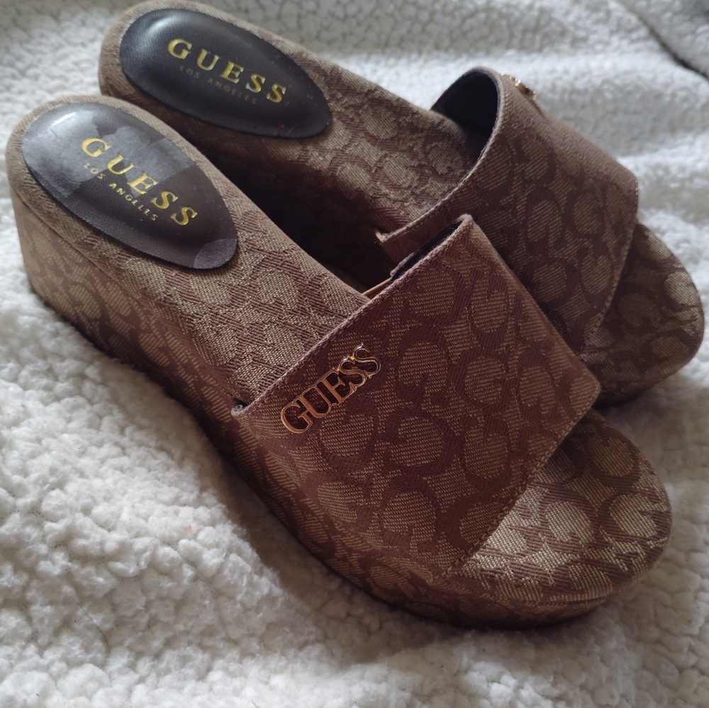 Guess Brown Slide Sandals